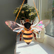 Honey bee stained resin window hangings