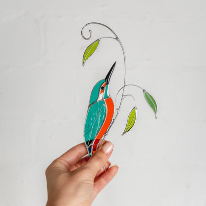 Custom stained glass window bird suncatcher