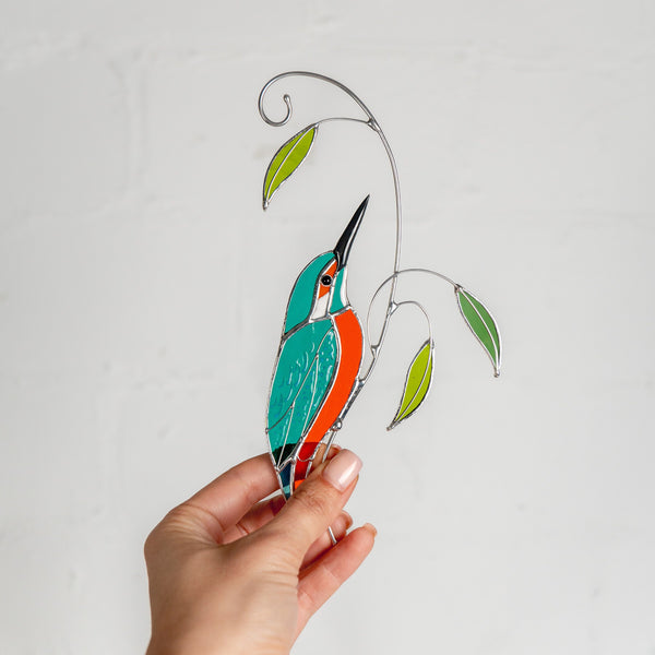 Custom stained glass window bird suncatcher