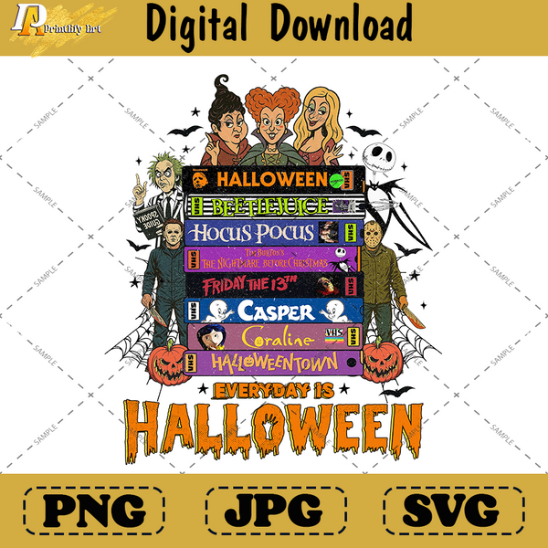 90s Vintage Halloween VHS png, Funny Horror Movie Characters