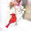 Cardinal stained glass ornament
