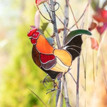 Stained glass rooster wall hanging