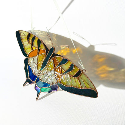 Yellow swallowtail butterfly stained resin window hangings