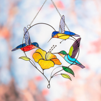 Stained glass hummingbird suncatcher