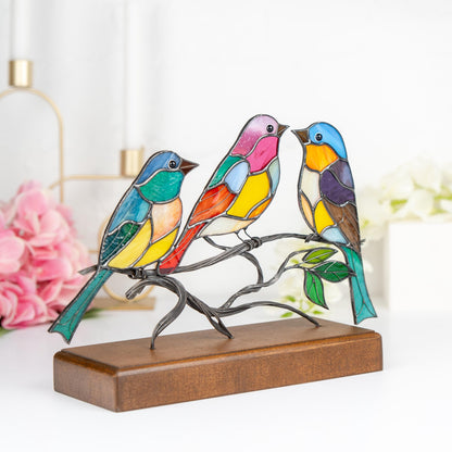 Stained glass birds Mom gifts Modern stained glass panel
