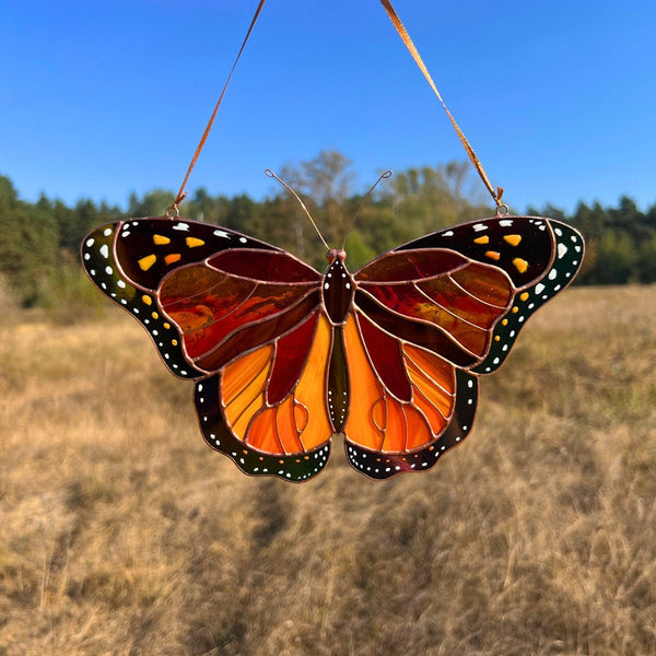 Monarch butterfly stained resin window hangings
