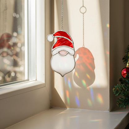 Santa Claus stained glass suncatchers home decor