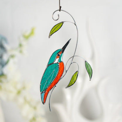 Custom stained glass window bird suncatcher