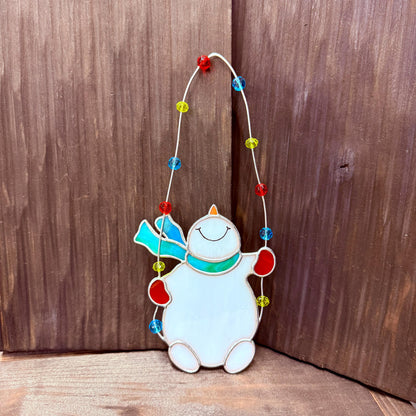 Stained Glass Snowman Christmas Tree Ornament