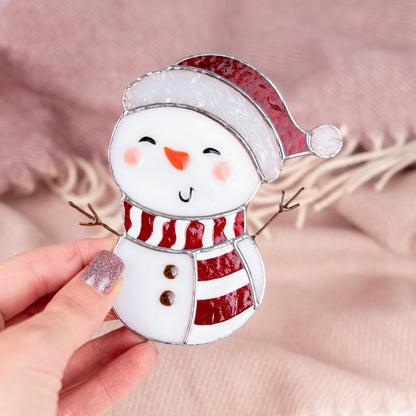 Snowman stained glass suncatcher Grandparents Christmas