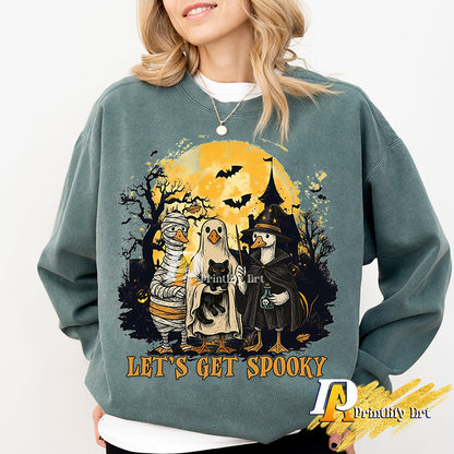 Boo Ghost Goose png, Halloween Skeleton Pumpkin Shirt Design
