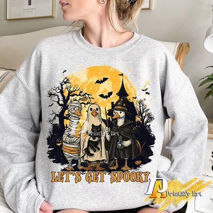 Boo Ghost Goose png, Halloween Skeleton Pumpkin Shirt Design