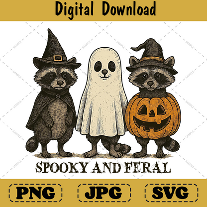 Boo Ghost Raccoon Halloween Png, Spooky Pumpkin Autumn Shirt Design
