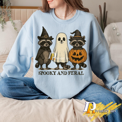 Boo Ghost Raccoon Halloween Png, Spooky Pumpkin Autumn Shirt Design