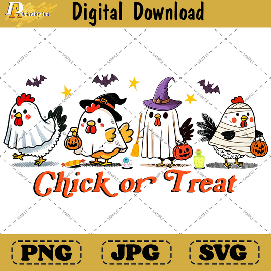 Chick Or Treat png, Funny Halloween Chicken Ghost Sublimation