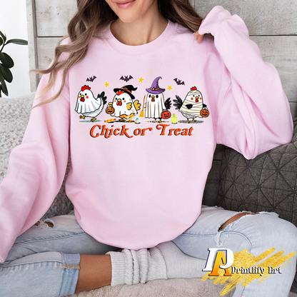 Chick Or Treat png, Funny Halloween Chicken Ghost Sublimation