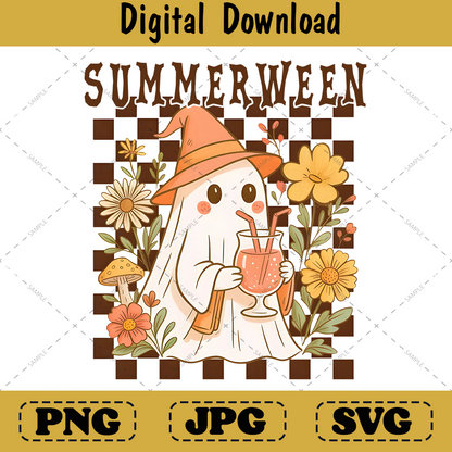 Summer Halloween Ghost Png, Funny Retro Summer Shirt Design