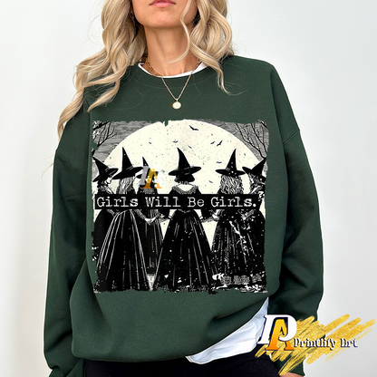 Girls Will Be Girls Witch Witchy Vibes Halloween png Design