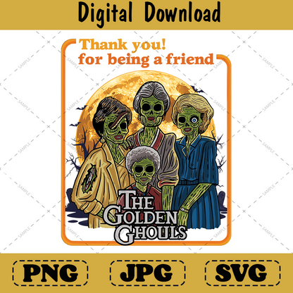 Vintage Halloween Friends Squad Ghouls Girly png Shirt Sublimation