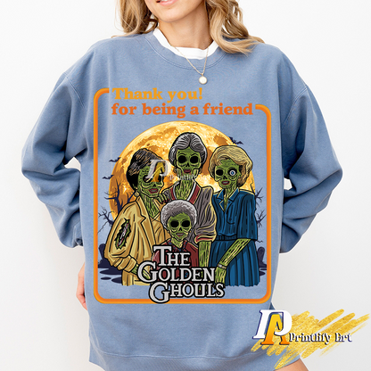 Vintage Halloween Friends Squad Ghouls Girly png Shirt Sublimation