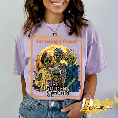 Vintage Halloween Friends Squad Ghouls Girly png Shirt Sublimation