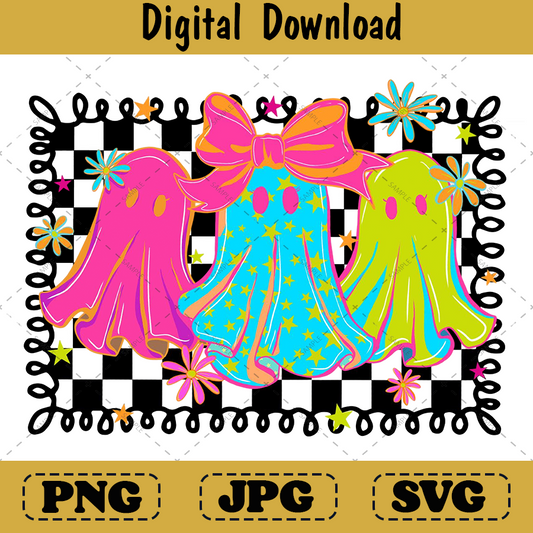 Neon Halloween Ghost Png, Cute Coquette Spooky Season Design
