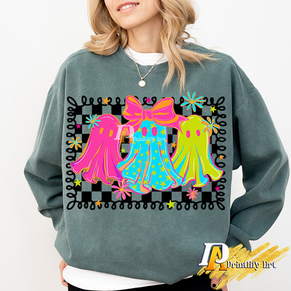 Neon Halloween Ghost Png, Cute Coquette Spooky Season Design