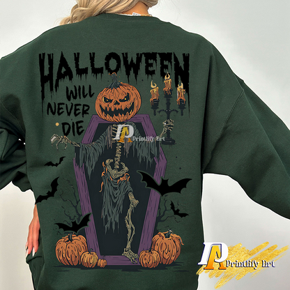 Halloween Will Never Die Png, Spooky Pumpkin Horror Trendy Shirt Design