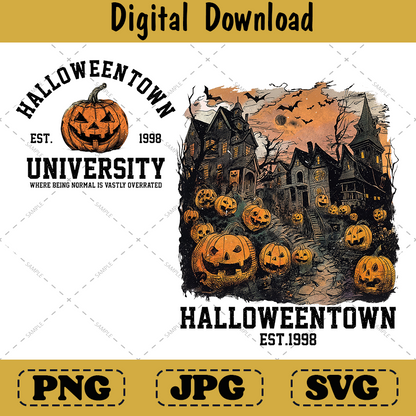 Halloweentown Est 1998 Retro Halloween Pumpkin Fall png Design