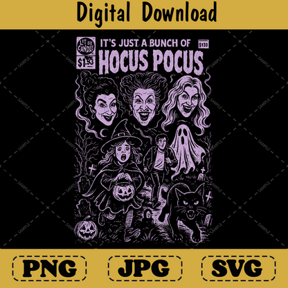 Vintage Hocus Pocus Sanderson Sisters Halloween png Shirt Design