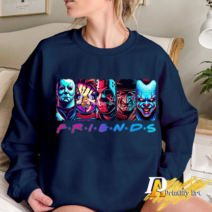 Retro Halloween Neon Horror Characters Scary Movies png Design