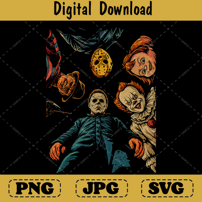 Retro Halloween Characters Png, Horror Movie Sublimation 2025