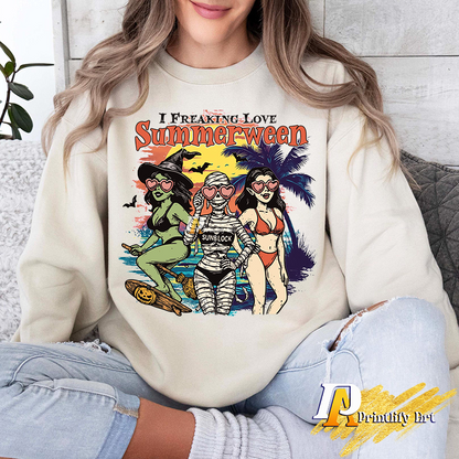 Summerween png, Trendy Spooky Beach Witches Vampire Humor