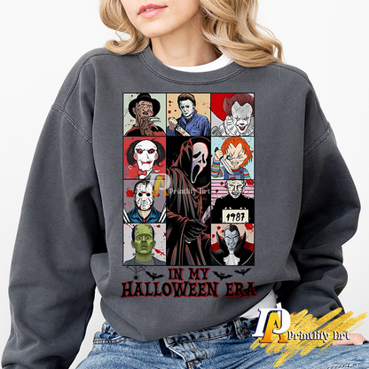 Vintage In My Halloween Era Horror Movie Characters png Design
