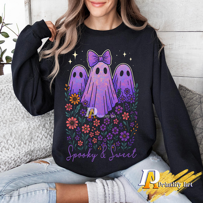 Iridescent Ghost png, Cute Coquette Halloween Pumpkin Design
