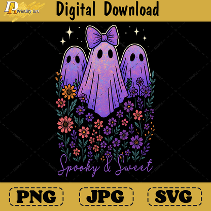 Iridescent Ghost png, Cute Coquette Halloween Pumpkin Design