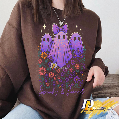 Iridescent Ghost png, Cute Coquette Halloween Pumpkin Design