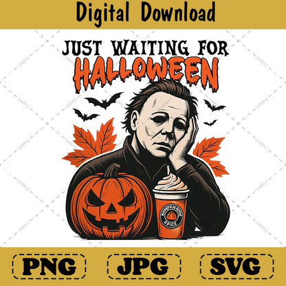 Waiting for Halloween Png, Horror Movie Characters TShirt Design