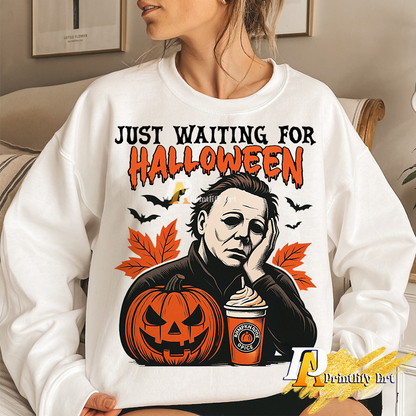 Waiting for Halloween Png, Horror Movie Characters TShirt Design
