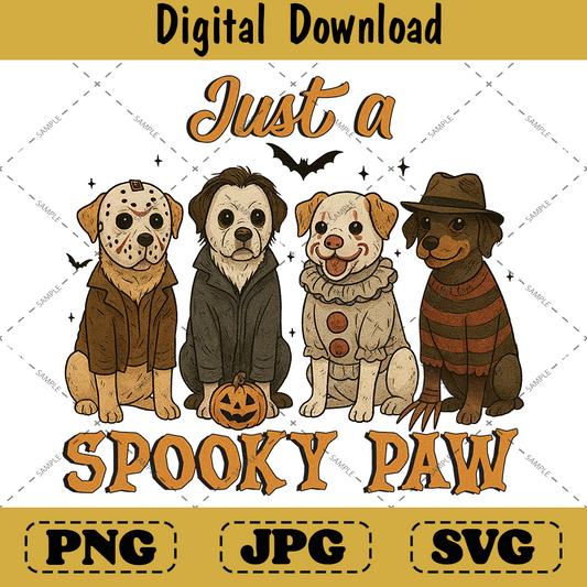 Retro Spooky Dog Paw Design for Dog Lovers and Mamas