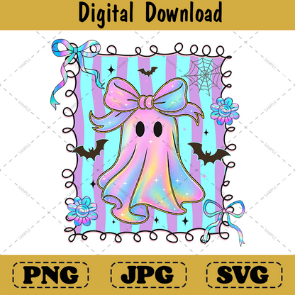 Iridescent Ghost Png, Preppy Coquette Halloween Shirt Design