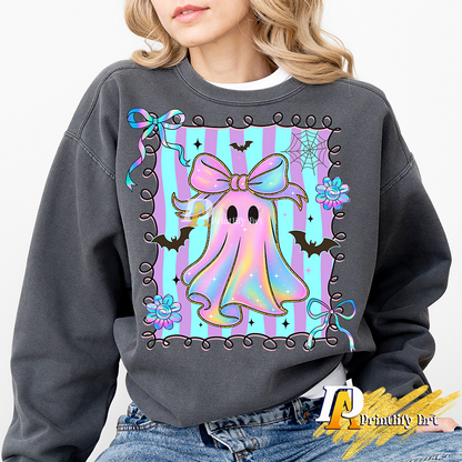 Iridescent Ghost Png, Preppy Coquette Halloween Shirt Design