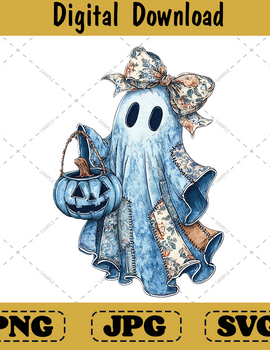 Retro Denim Ghost png, Trendy Spooky Coquette Shirt Design