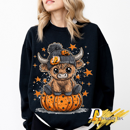 Retro Highland Cow png, Moo I Mean Boo Funny Shirt Design