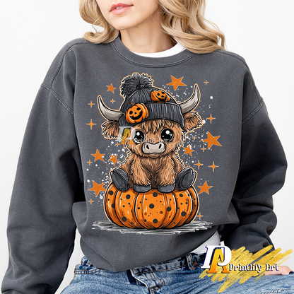 Retro Highland Cow png, Moo I Mean Boo Funny Shirt Design