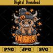 Retro Highland Cow png, Moo I Mean Boo Funny Shirt Design