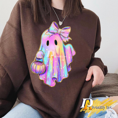 Retro Neon Ghost Png, Trendy Spooky Vibes Halloween Design