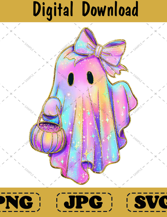 Retro Neon Ghost Png, Trendy Spooky Vibes Halloween Design