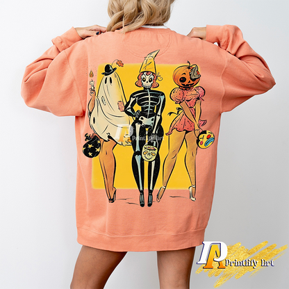 Spooky Girl Squad Png, Retro Halloween Sublimation Design