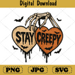 Stay Creepy Halloween Png, Retro Dripping Heart Skeleton Spooky Design